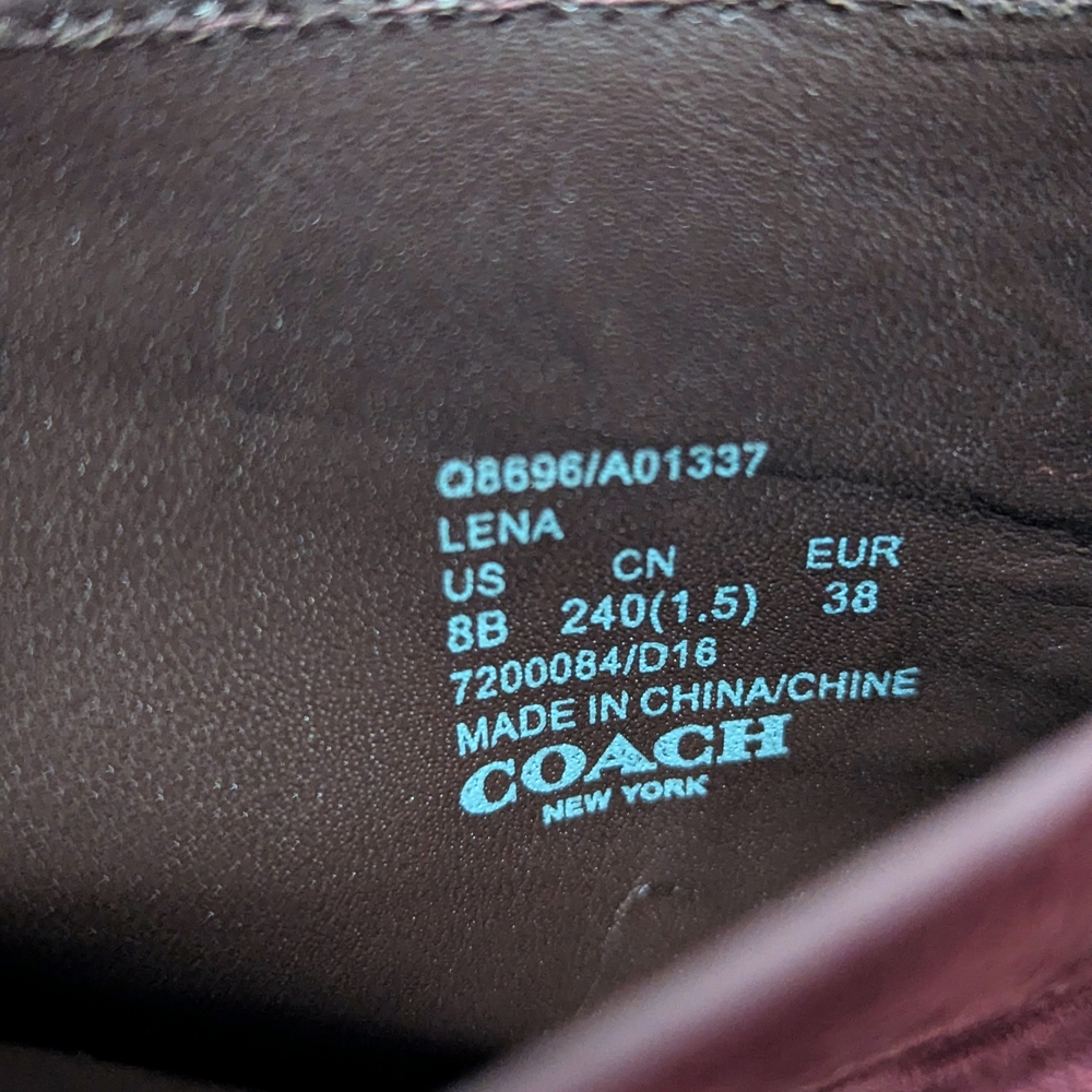 Coach Lena Lux Heels Coach Burgundy Suede Heels Coach Peep toe Lace Up Booties - Picture 7 of 8